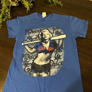 Chicago Cubs Marilyn Monroe Tee - Blue Mens Small